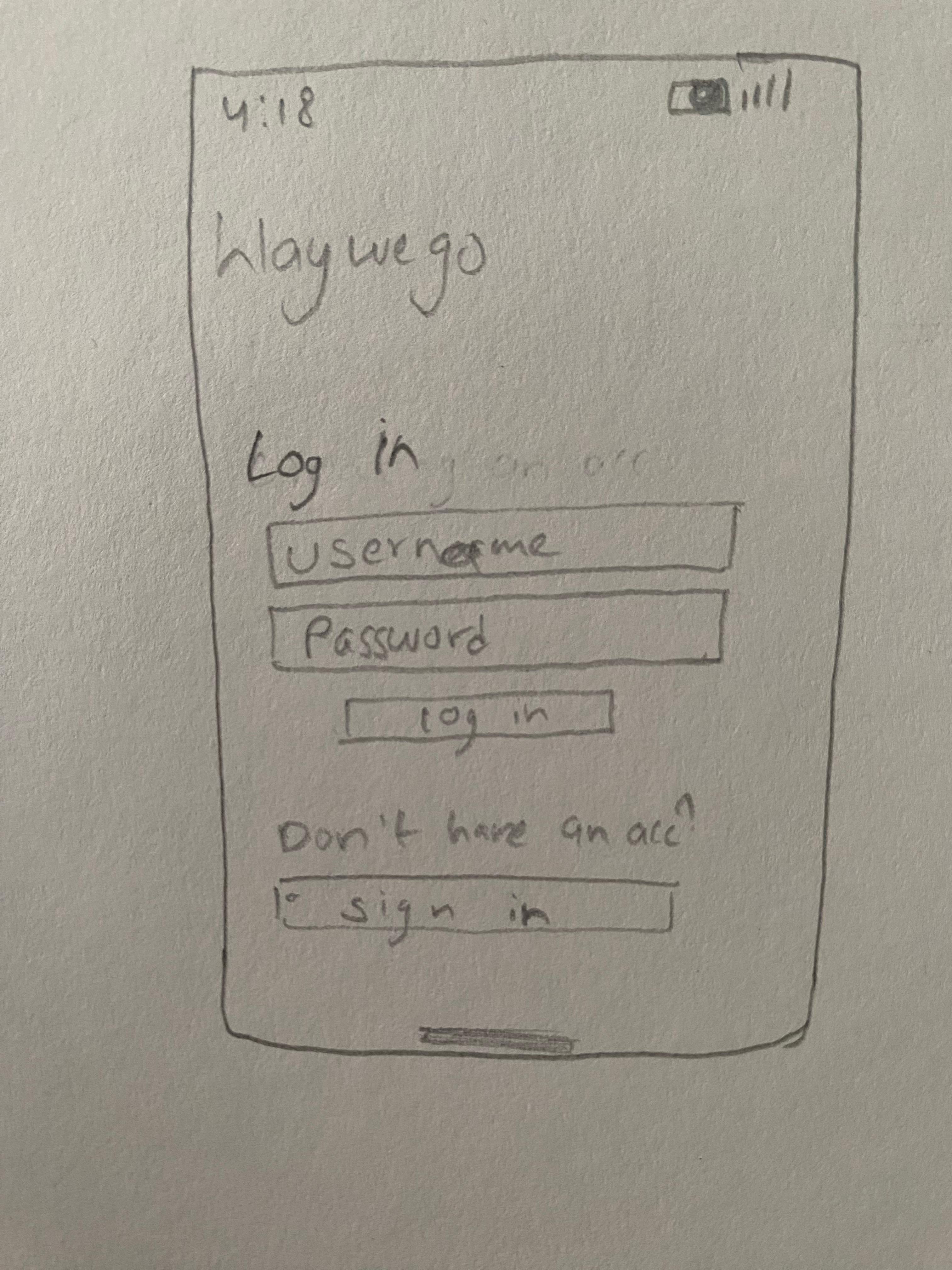 Login screen sketch