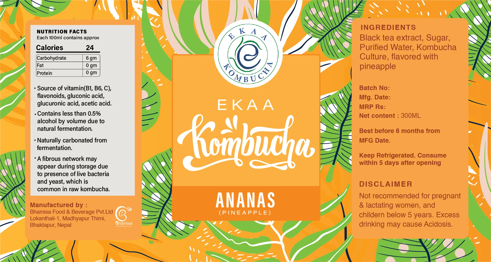 Ananas label flat design